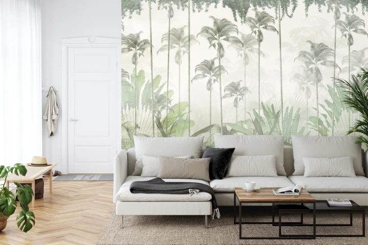 Fototapeta Tropical Trees And Leaves For Digital Printing Wallpaper, Custom Design Wallpaper - 3D