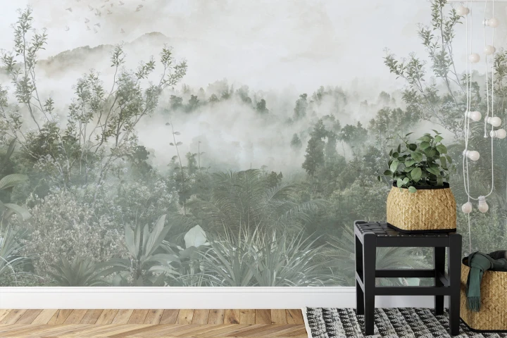Fototapeta Tropical Trees And Leaves For Digital Printing Wallpaper, Custom Design Wallpaper - 3D