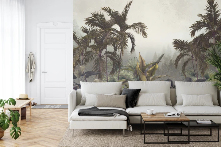 Fototapeta Tropical Trees And Leaves For Digital Printing Wallpaper, Custom Design Wallpaper - 3D