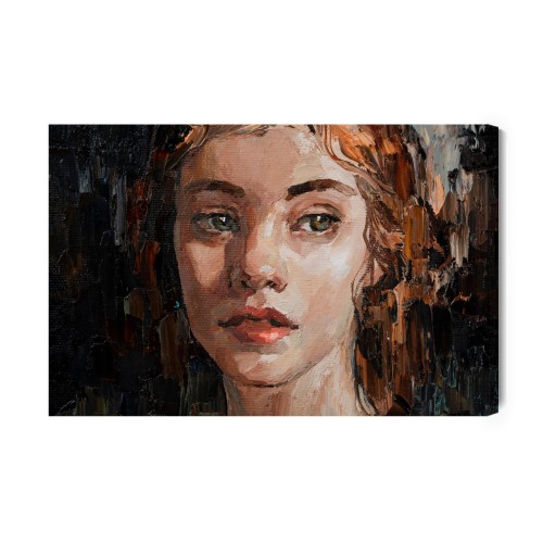Obraz Na Płótnie Portrait Of A Young, Dreamy Girl With Curly Brown Hair