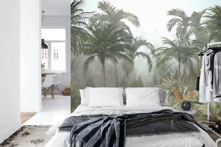 Fototapeta Tropical Trees And Leaves For Digital Printing Wallpaper, Custom Design Wallpaper - 3D