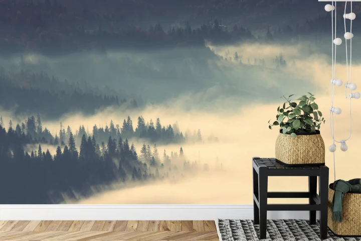 Fototapeta Amazing Autumn Sunrise Image In Mountains, Autumn Morning Dawn, Nature Colorful Background, Carpathians Mountains, Ukraine, Europe
