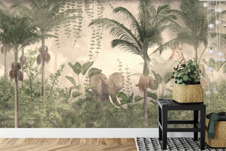 Fototapeta Tropical Trees And Leaves For Digital Printing Wallpaper, Custom Design Wallpaper - 3D