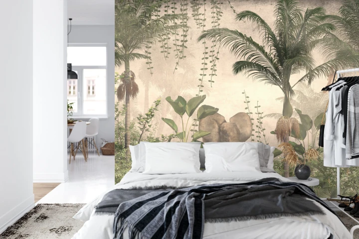 Fototapeta Tropical Trees And Leaves For Digital Printing Wallpaper, Custom Design Wallpaper - 3D