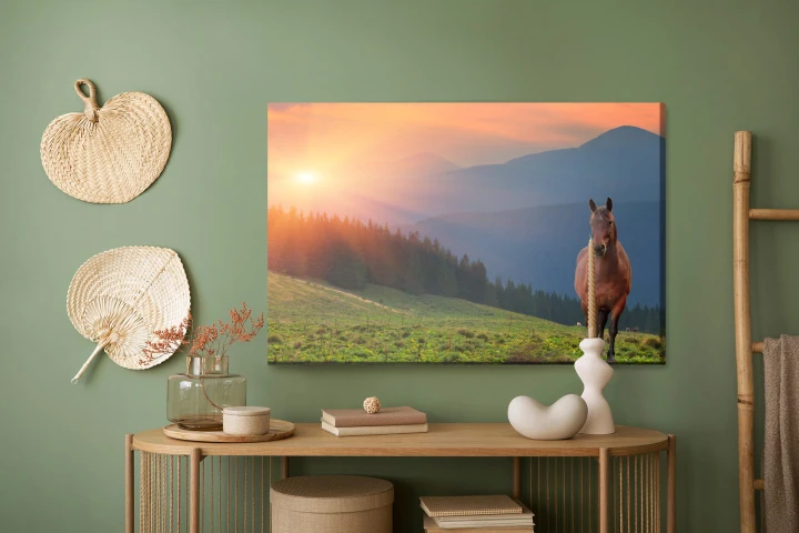 Obraz Na Płótnie Koń Na Tle Zachodu Słońca