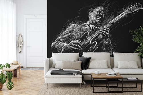 Fototapeta Narysowany Muzyk Bluesowy