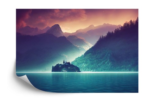 Fototapeta Fantasy Concept Showing A Lake Bled, Slovenia. Digital Art Style, Painting