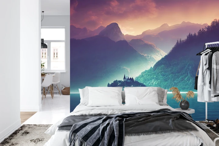 Fototapeta Fantasy Concept Showing A Lake Bled, Slovenia. Digital Art Style, Painting