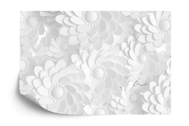 Fototapeta Beautiful, Elegant Paper Flower In The Style Of Hand-Made On A White Wall. 3D
