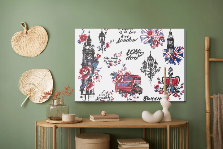Obraz Na Płótnie Londyńskie Symbole I Kwiaty
