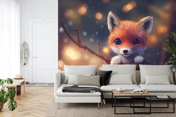Fototapeta Red Fox Cub In The Snow