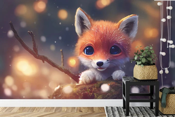 Fototapeta Red Fox Cub In The Snow