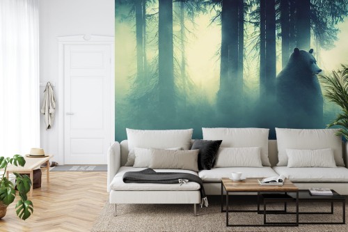 Fototapeta Abstract Bear Background. Bear Double Exposure Background