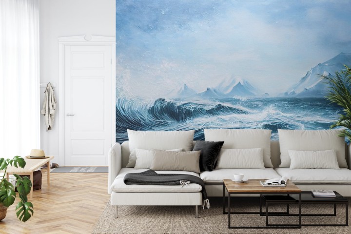 Fototapeta Abyss, Ocean Waves, Seascape Hand Drawn Oil
