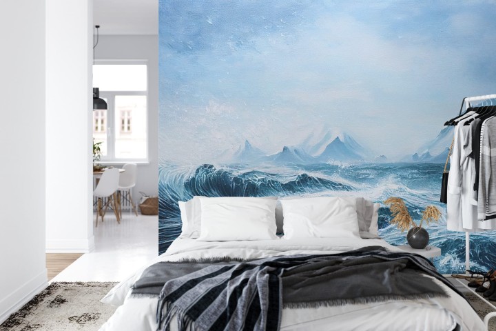 Fototapeta Abyss, Ocean Waves, Seascape Hand Drawn Oil