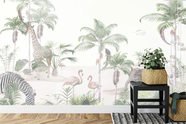 Fototapeta Tropical Trees And Leaves For Digital Printing Wallpaper, Custom Design Wallpaper - 3D