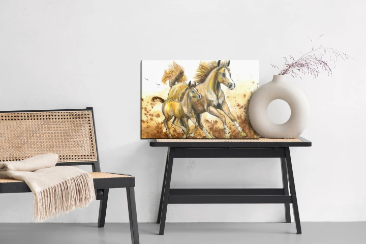 Obraz Na Płótnie Galopujące Konie Malowane Akwarelą