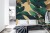 Fototapeta Seamless Tropical Pattern With Exotic Trees, Leopards, And Palm Leaves. Abstract Jungle Pattern With Leopards, Digital