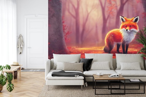 Fototapeta Woodland Fox In Autumn, Created With Ai, Artificial Intelligence