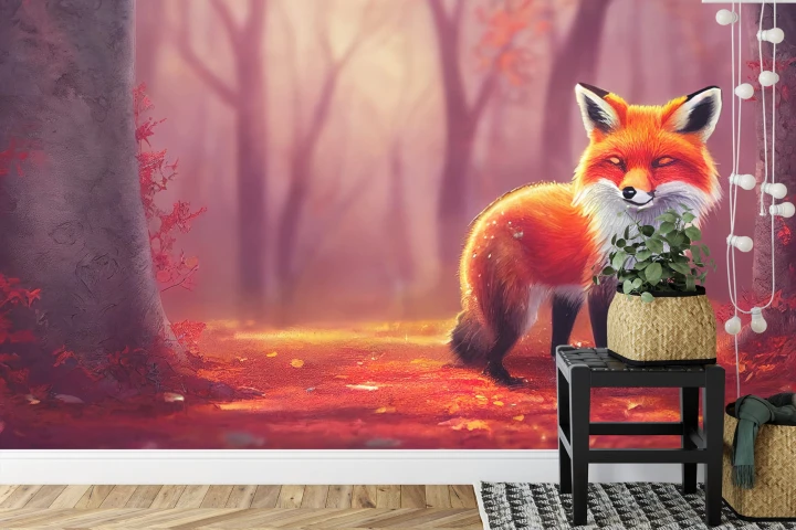 Fototapeta Woodland Fox In Autumn, Created With Ai, Artificial Intelligence