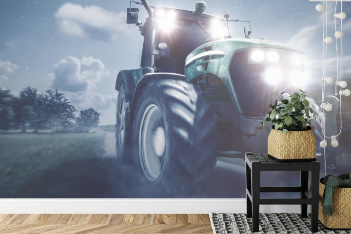 Fototapeta Pędzący Traktor Nocą