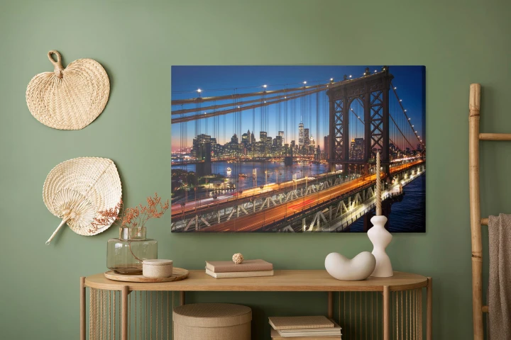 Obraz Na Płótnie Nocny Widok 3D Na Manhattan Bridge