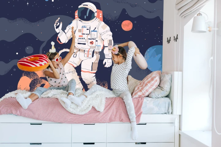 Fototapeta Astronauta W Kosmosie I Planety