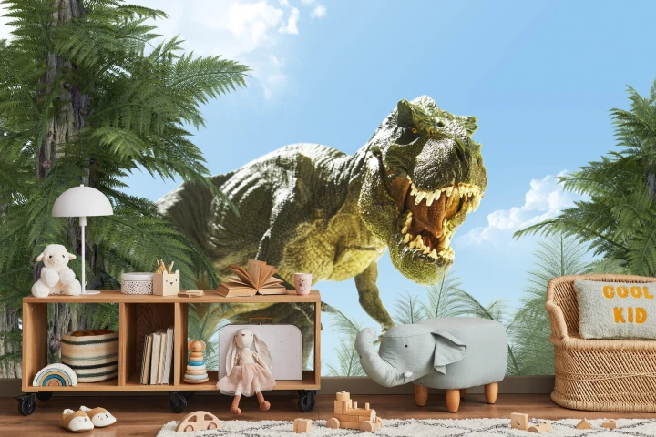Fototapeta Wielki Dinozaur T-Rex I Palmy