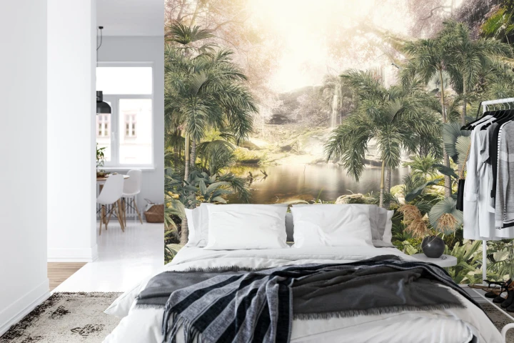 Fototapeta Tropical Trees And Leaves For Digital Printing Wallpaper, Custom Design Wallpaper - 3D