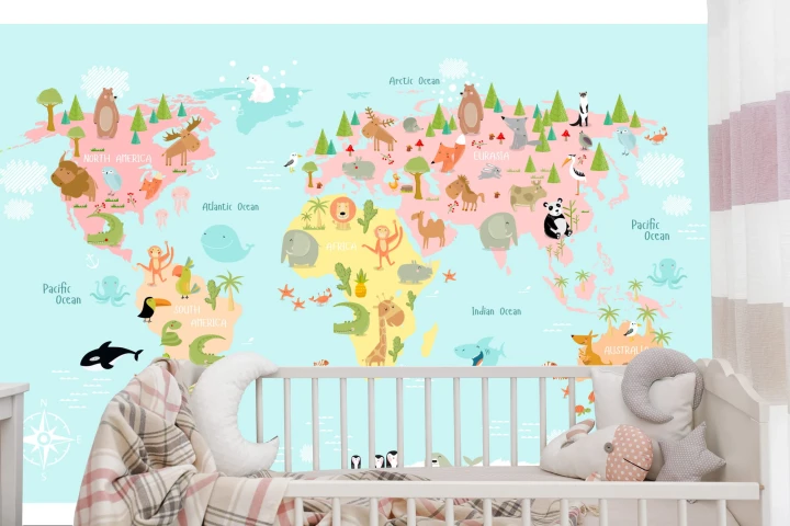 Fototapeta Mapa Świata Ze Zwierzętami