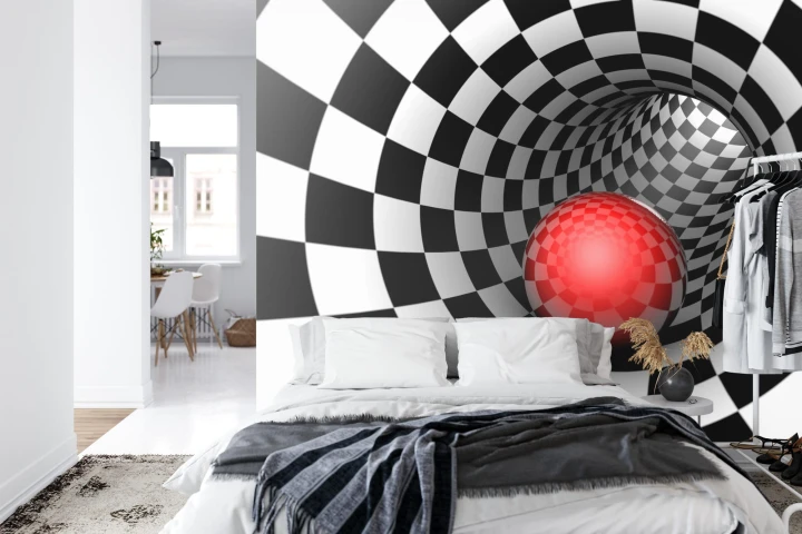 Fototapeta 3D Tunel - Szachownica