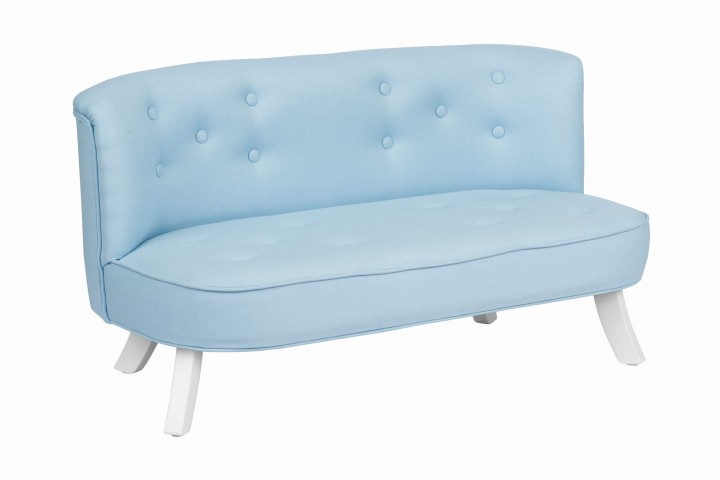 sofa dla dziecka błękitna z białymi nogami