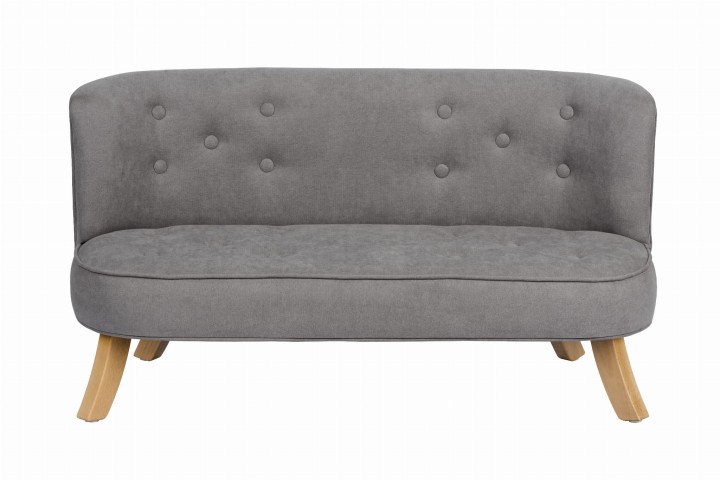 szara welurowa sofa dla dziecka