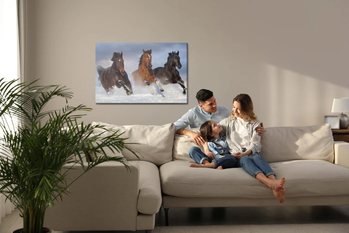 Obraz Na Płótnie Galopujące Konie Zimą