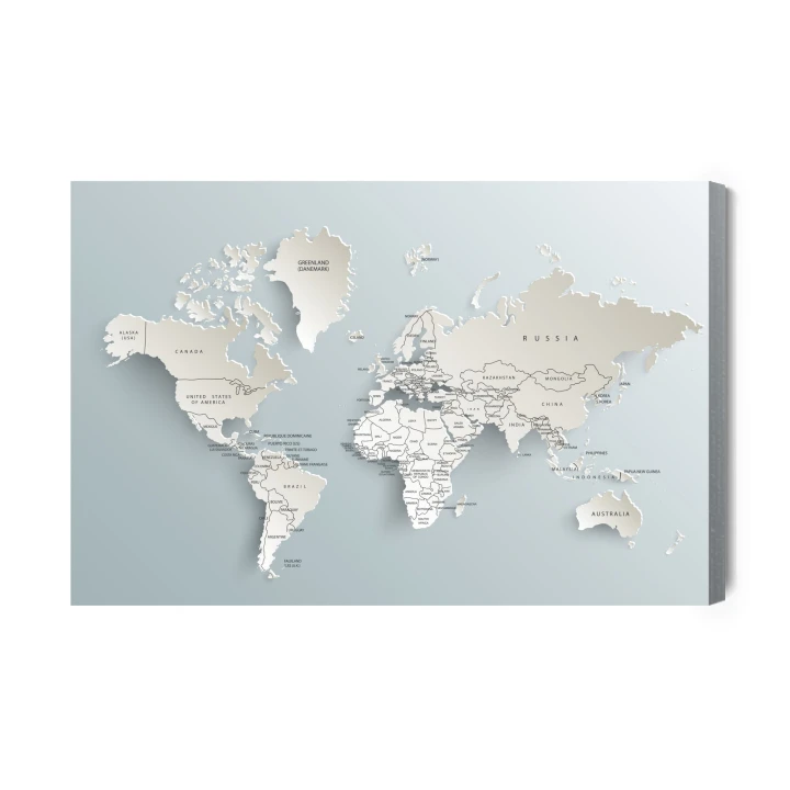 Obraz Na Płótnie Mapa Świata Z Efektem 3D