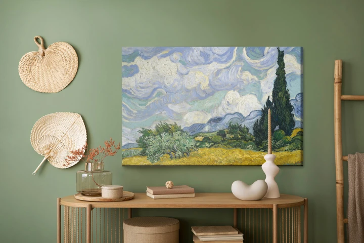Obraz Na Płótnie Vincent Van Gogh "Pole Pszenicy Z Cyprysami" Reprodukcja