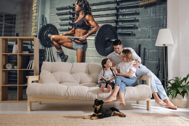 Fototapeta Wysportowana Kobieta Podnosząca Sztangę
