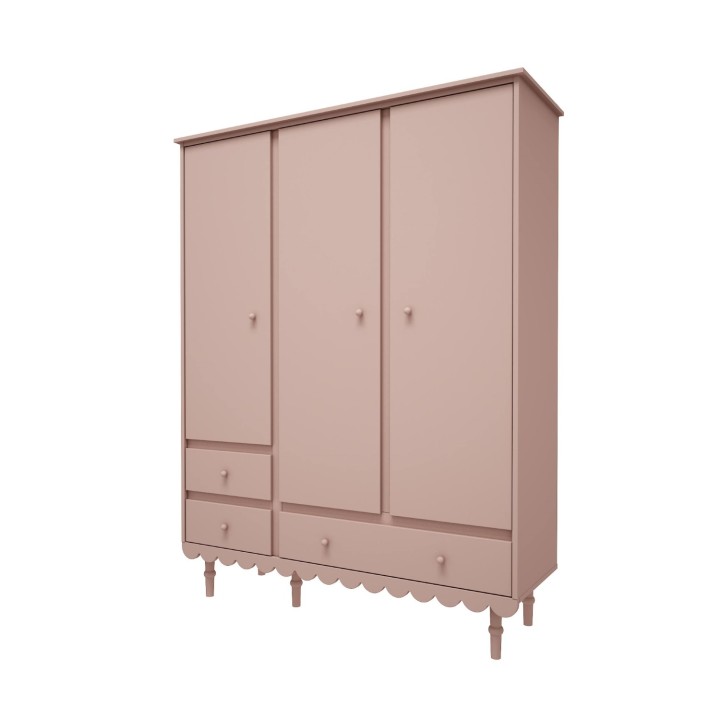 Różowa szafa dla dziewczynek Babushka trzydrzwiowa