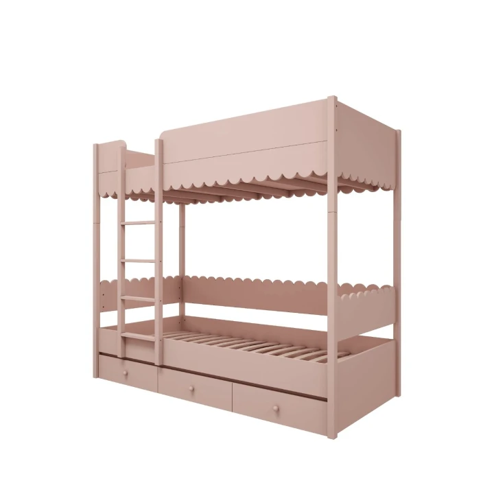 Łóżko piętrowe Babushka różowe dla dziewczynek