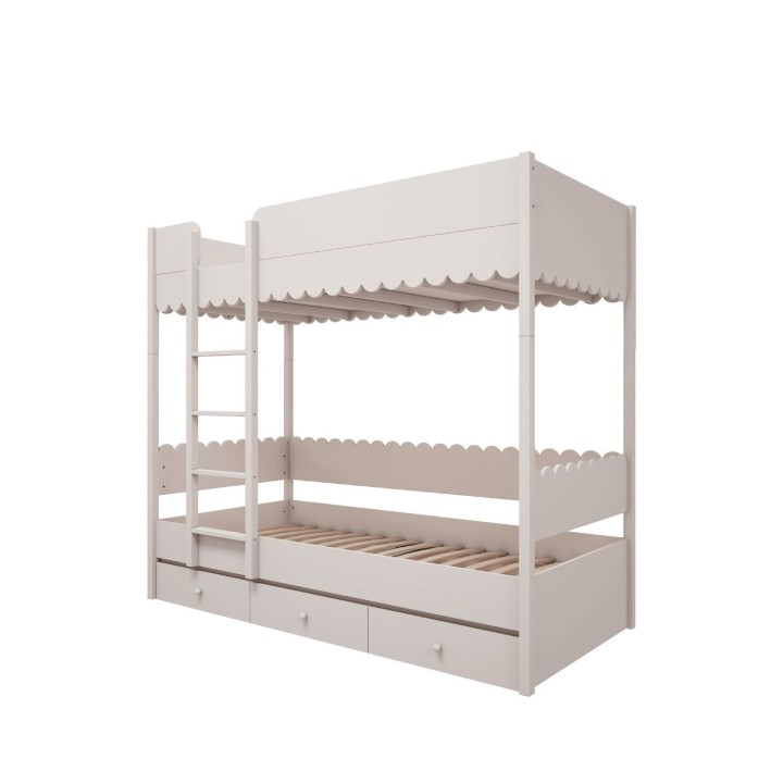 Łóżko piętrowe Babushka białe dla dziewczynek