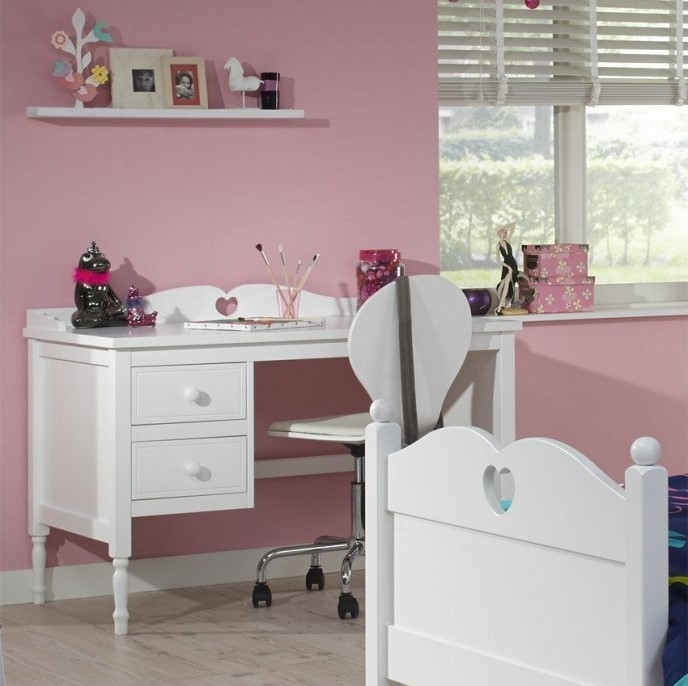 Biurko do pokoju dziewczynki Bella na toczonych nogach