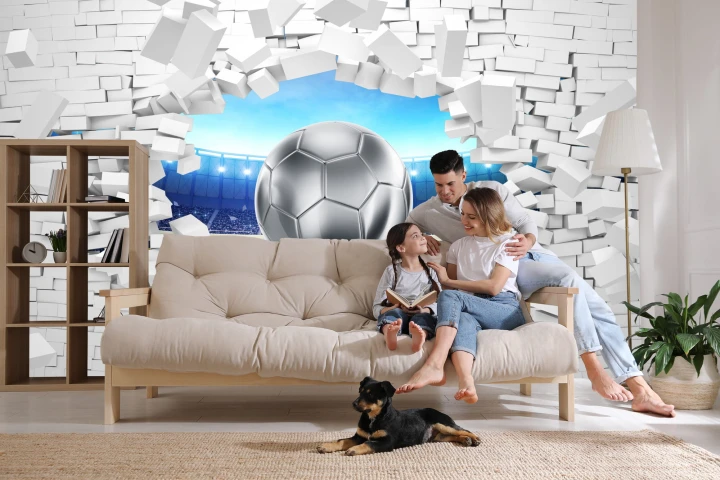Fototapeta 3D Cegła, Piłka Nożna