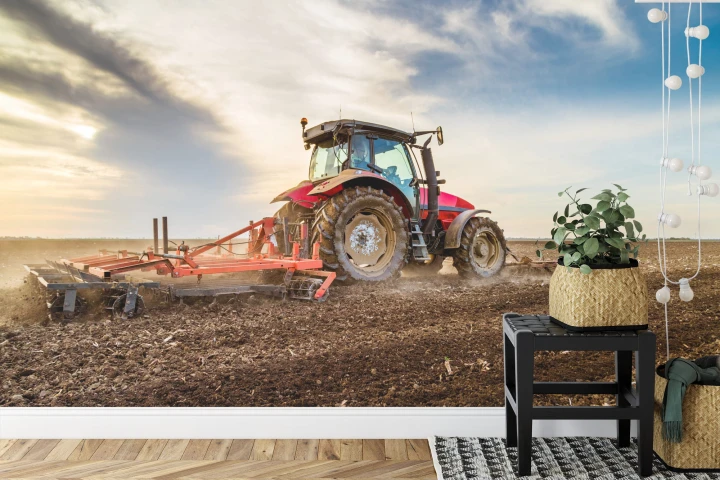 Fototapeta Traktor Pracujący Na Polu