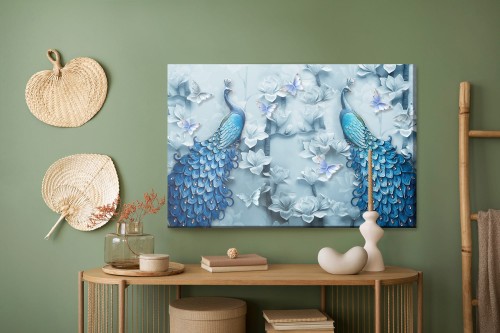 Obraz Na Płótnie Kolorowe Pawie - Efekt 3D