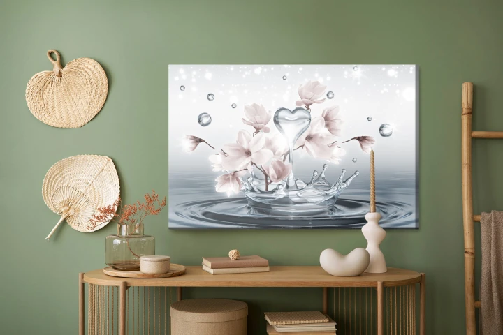 Obraz Na Płótnie Kwiaty Magnolii I Krople Wody 3D