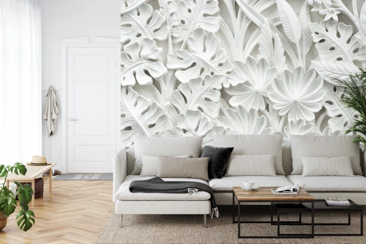 Fototapeta Liście 3D Biała