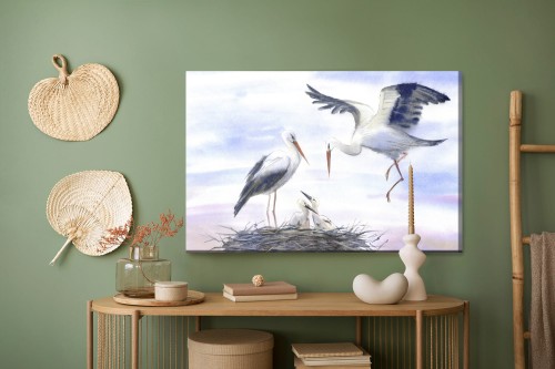 Obraz Na Płótnie Akwarelowe Bociany