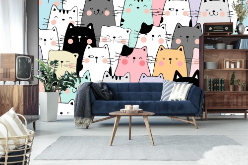 Fototapeta Kolorowe Kotki Z Kreskówki
