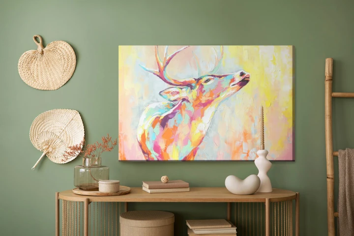 Obraz Na Płótnie Akwarelowy Kolorowy Jeleń