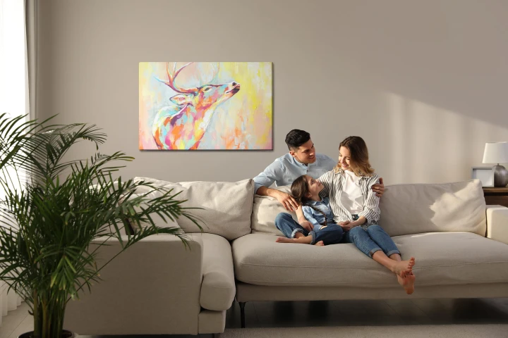 Obraz Na Płótnie Akwarelowy Kolorowy Jeleń